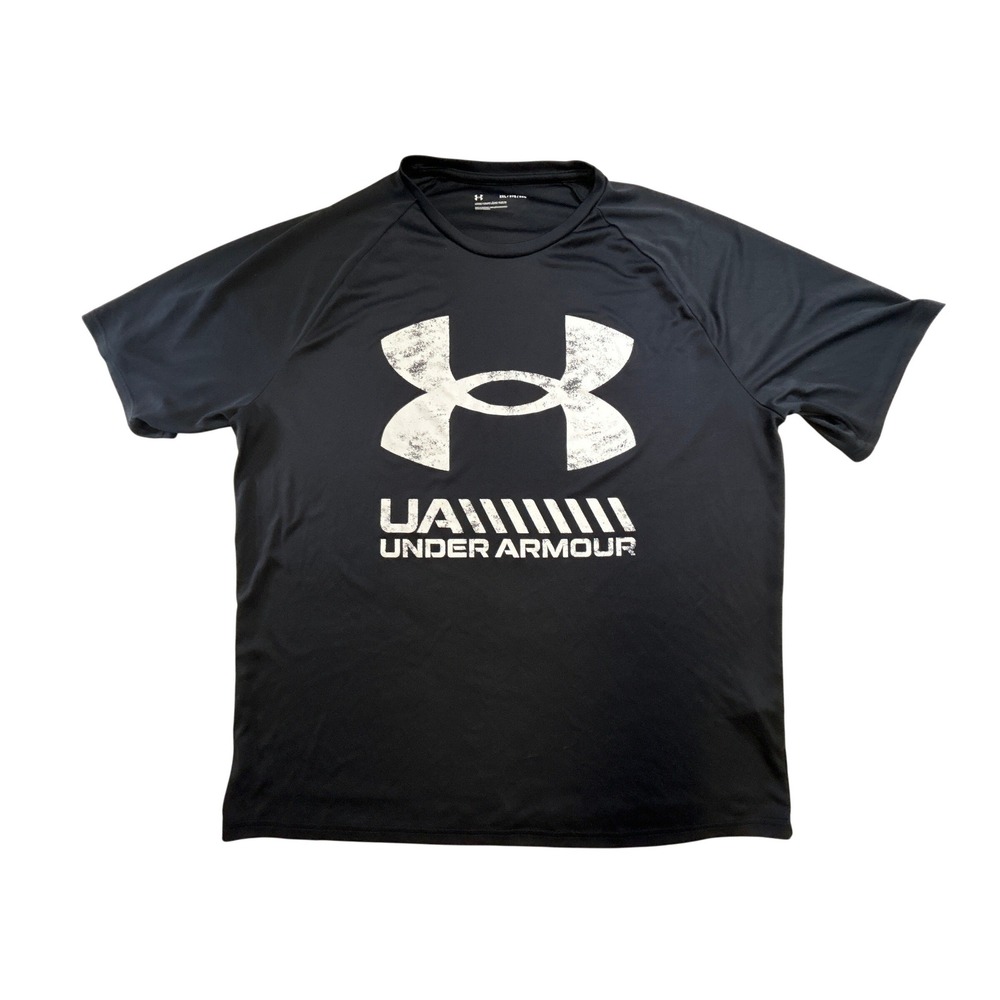 Under Armour Mens 2XL Black HeatGear Loose Fit Graphic Short‎ Sleeve T-Shirt
